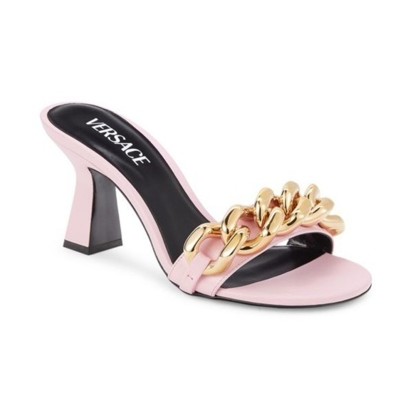 Versace Shoes - Versace Pink and Gold Women's Heeled Sandals